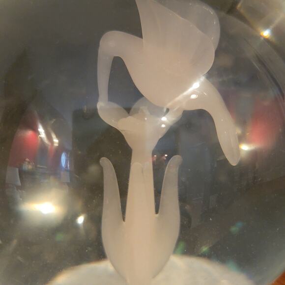 Etched Glass Hummingbird Globe 5.5" Clear Nature Scene on Wood Base - Picture 5 of 10